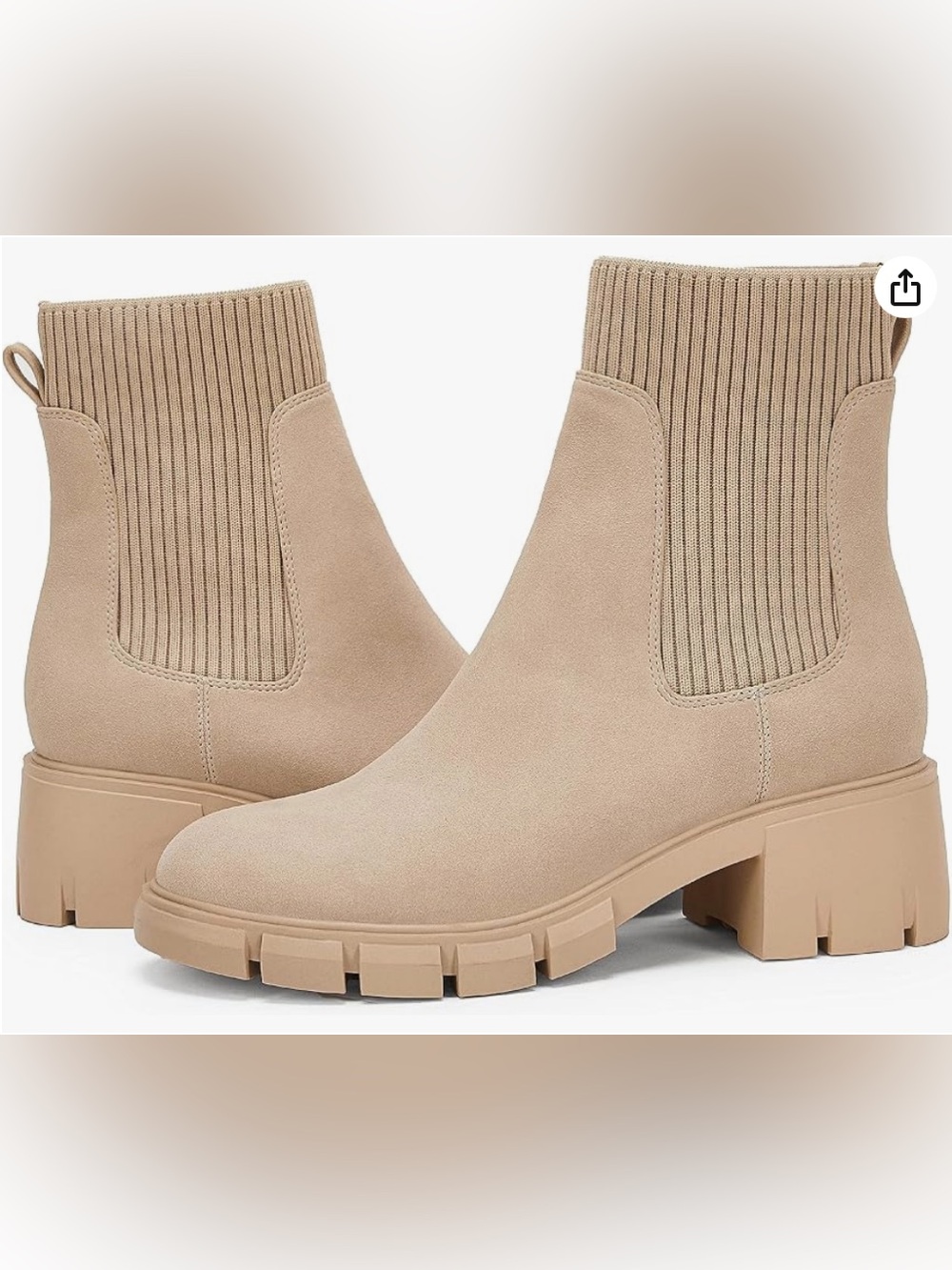 Women's Taupe Rib-Knit Ankle Chelsea Boot